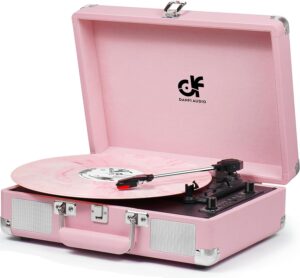 Vintage Pink Suitcase Record Player